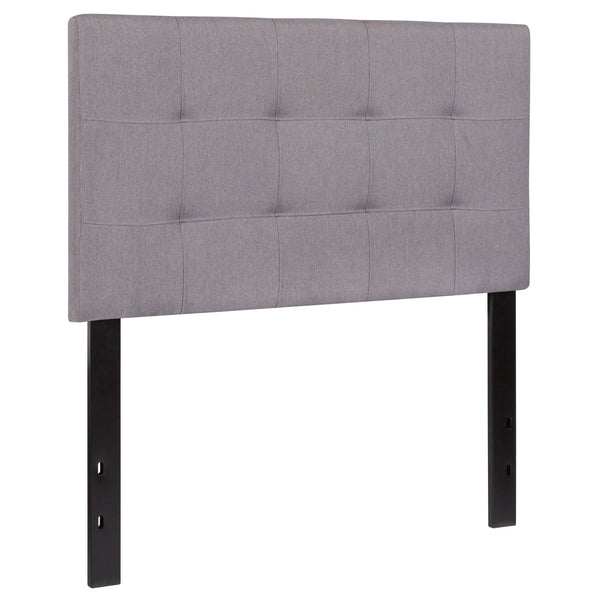 Light Gray,Twin |#| Quilted Tufted Upholstered Twin Size Headboard in Light Gray Fabric