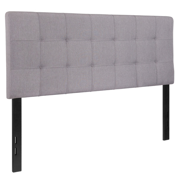 Light Gray,Full |#| Quilted Tufted Upholstered Full Size Headboard in Light Gray Fabric