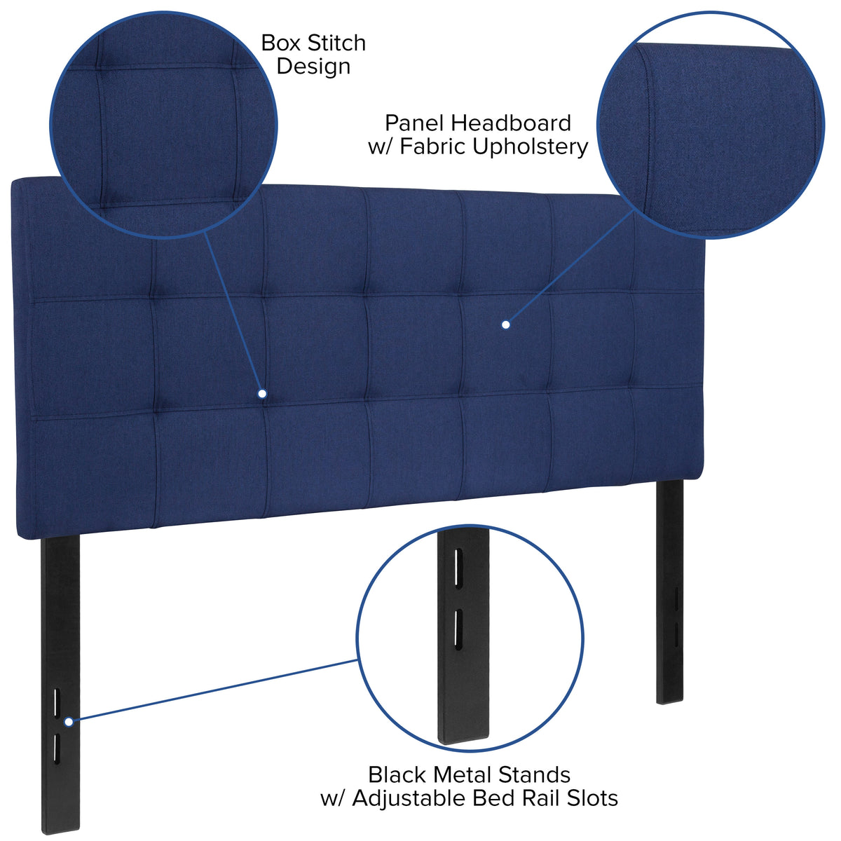 Navy,Full |#| Quilted Tufted Upholstered Full Size Headboard in Navy Fabric