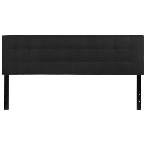 Black,King |#| Quilted Tufted Upholstered King Size Headboard in Black Fabric