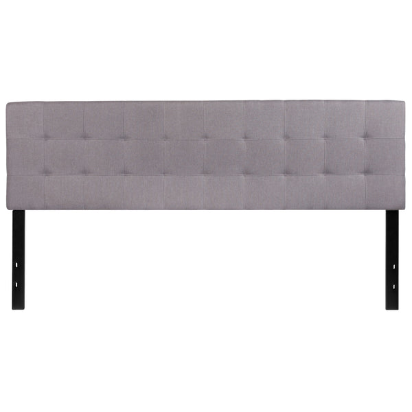 Light Gray,King |#| Quilted Tufted Upholstered King Size Headboard in Light Gray Fabric