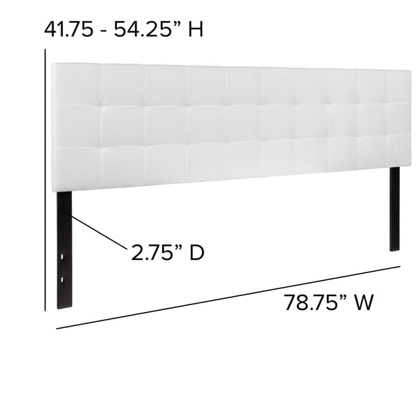 White,King |#| Quilted Tufted Upholstered King Size Headboard in White Fabric