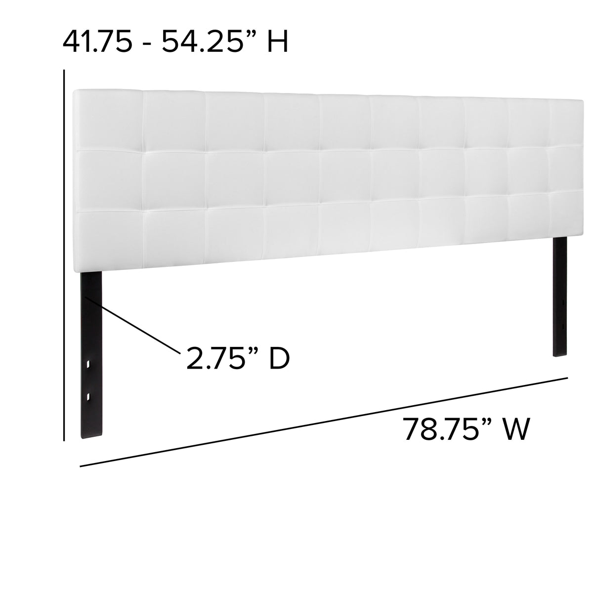 White,King |#| Quilted Tufted Upholstered King Size Headboard in White Fabric