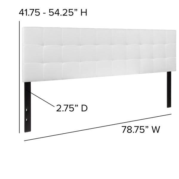 White,King |#| Quilted Tufted Upholstered King Size Headboard in White Fabric