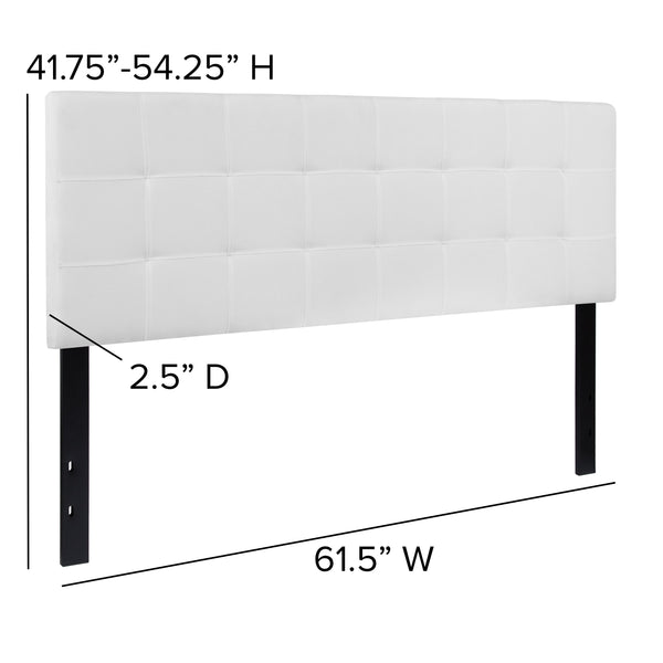 White,Queen |#| Quilted Tufted Upholstered Queen Size Headboard in White Fabric