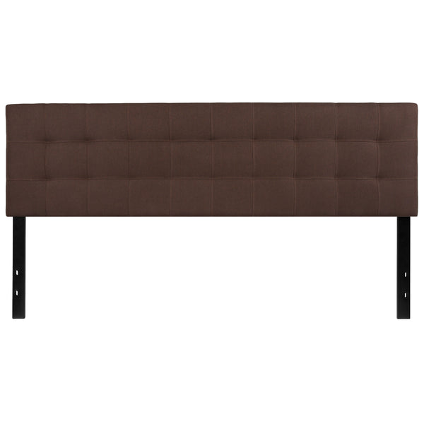 Dark Brown,King |#| Quilted Tufted Upholstered King Size Headboard in Dark Brown Fabric