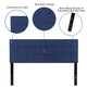 Navy,Queen |#| Quilted Tufted Upholstered Queen Size Headboard in Navy Fabric