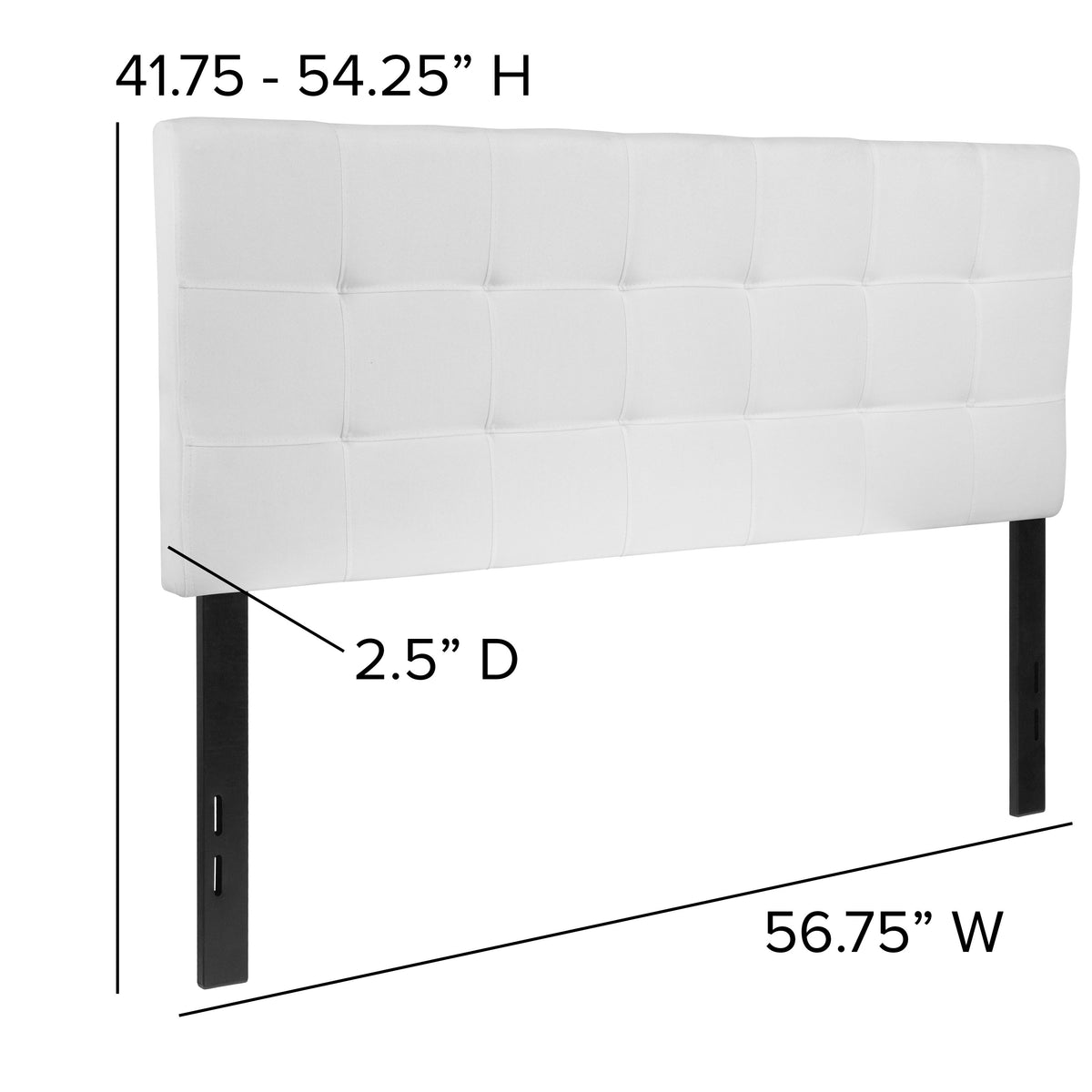 White,Full |#| Quilted Tufted Upholstered Full Size Headboard in White Fabric
