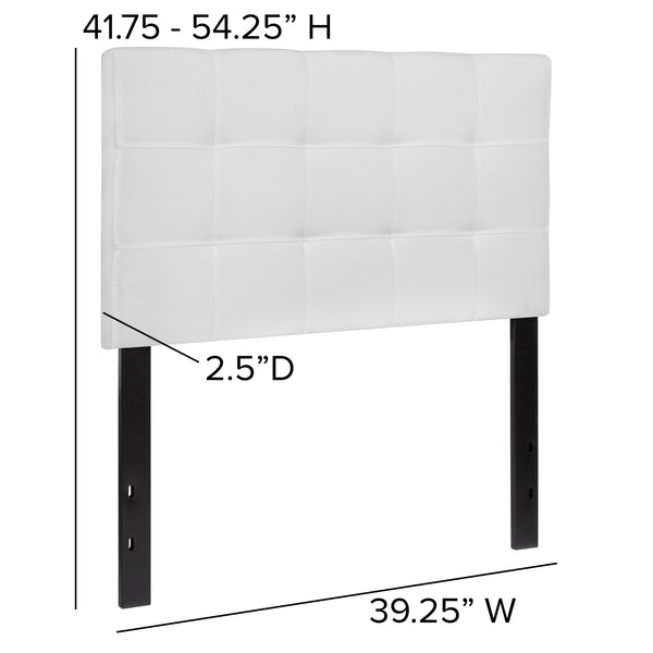 White,Twin |#| Quilted Tufted Upholstered Twin Size Headboard in White Fabric