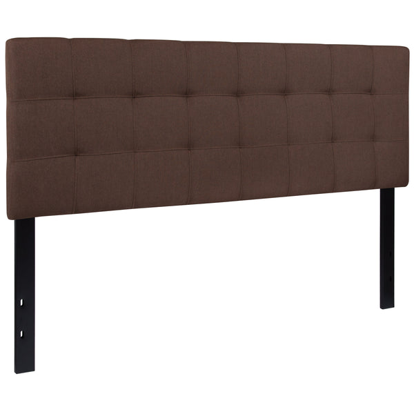 Dark Brown,Queen |#| Quilted Tufted Upholstered Queen Size Headboard in Dark Brown Fabric