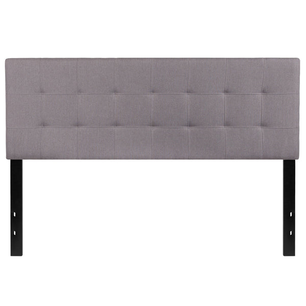 Light Gray,Full |#| Quilted Tufted Upholstered Full Size Headboard in Light Gray Fabric