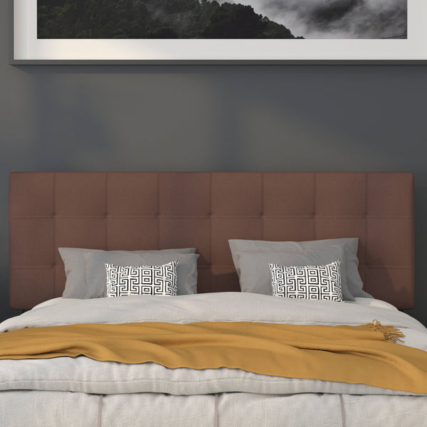 Dark Brown,Queen |#| Quilted Tufted Upholstered Queen Size Headboard in Dark Brown Fabric