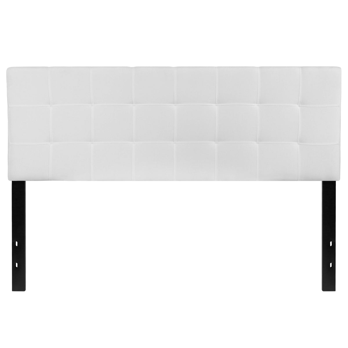 White,Queen |#| Quilted Tufted Upholstered Queen Size Headboard in White Fabric