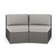 Gray Cushions/Gray Frame |#| 2PK Outdoor Modular Rattan Wicker Patio Curved Sectional Sofa Seats - GRY/GRY
