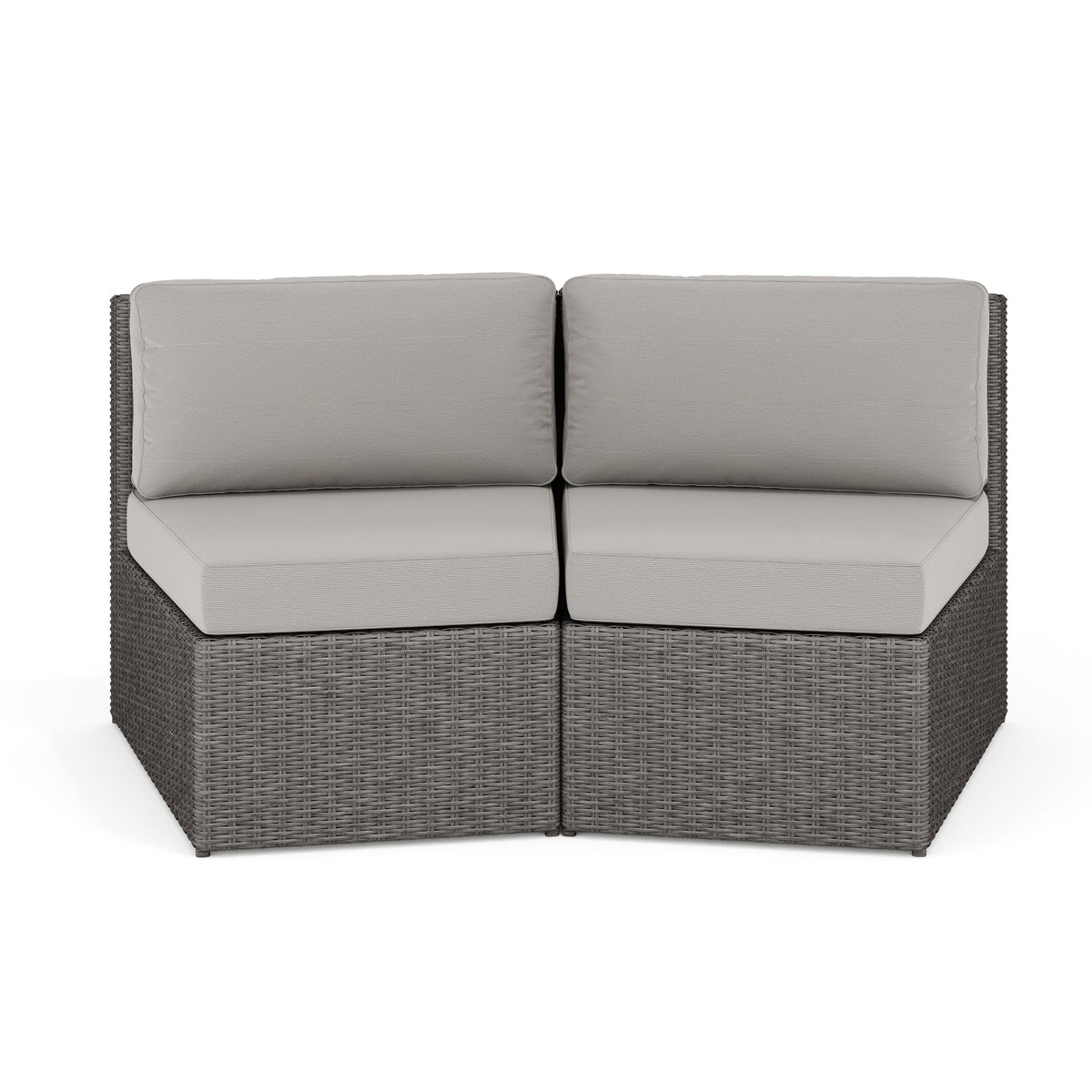 Gray Cushions/Gray Frame |#| 2PK Outdoor Modular Rattan Wicker Patio Curved Sectional Sofa Seats - GRY/GRY