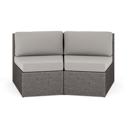 Bedford Set of 2 Indoor-Outdoor Modular Patio Curved Sectional Sofa Seats in Rattan Wicker with All-Weather Cushions - View 1