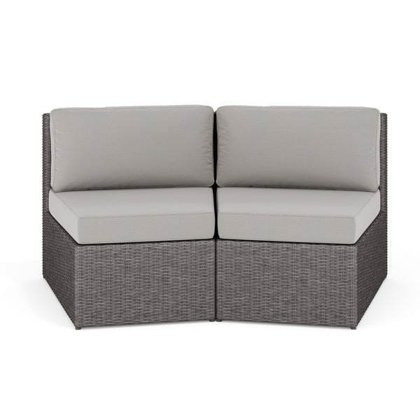 Gray Cushions/Gray Frame |#| 2PK Outdoor Modular Rattan Wicker Patio Curved Sectional Sofa Seats - GRY/GRY