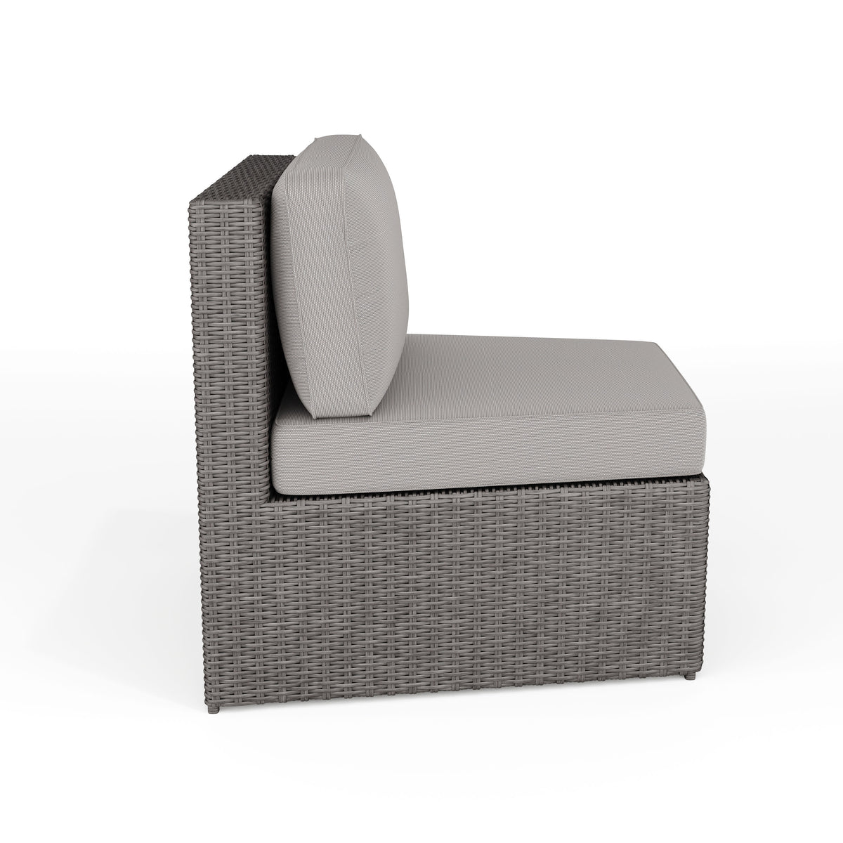 Gray Cushions/Gray Frame |#| 2PK Outdoor Modular Rattan Wicker Patio Curved Sectional Sofa Seats - GRY/GRY