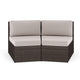 Tan Cushions/Brown Frame |#| 2PK Outdoor Modular Rattan Wicker Patio Curved Sectional Sofa Seats - BRN/Tan