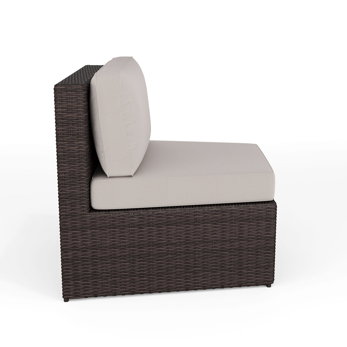 Tan Cushions/Brown Frame |#| 2PK Outdoor Modular Rattan Wicker Patio Curved Sectional Sofa Seats - BRN/Tan