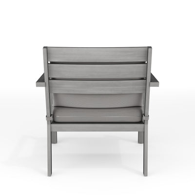 Bedford Set of 2 Indoor-Outdoor Patio Accent Chairs with Brushed Woodgrain Aluminum Finish and All-Weather Seat and Lumbar Cushions - View 2