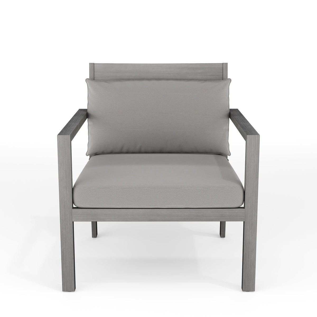 Gray |#| 2PK All-Weather Patio Accent Chairs with Seat and Lumbar Cushions - Gray/Gray