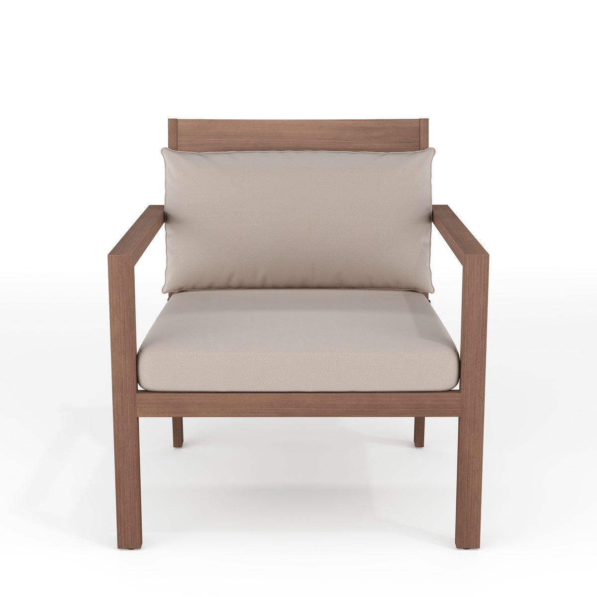 Brown |#| 2PK All-Weather Patio Accent Chairs with Seat and Lumbar Cushions - Brown/Cream