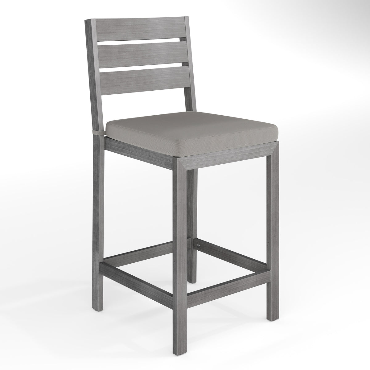 Gray |#| 2PK All-Weather Patio Bar Stools with Seat Cushions - Gray/Gray