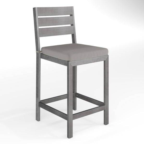 Gray |#| 2PK All-Weather Patio Bar Stools with Seat Cushions - Gray/Gray