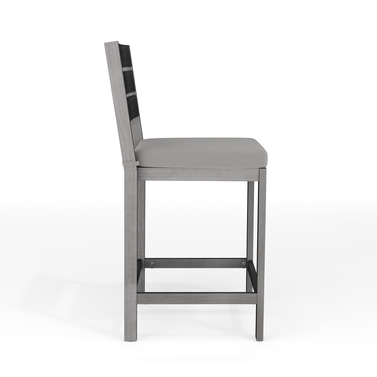 Gray |#| 2PK All-Weather Patio Bar Stools with Seat Cushions - Gray/Gray