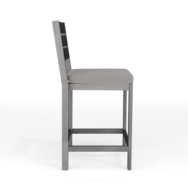 Gray |#| 2PK All-Weather Patio Bar Stools with Seat Cushions - Gray/Gray