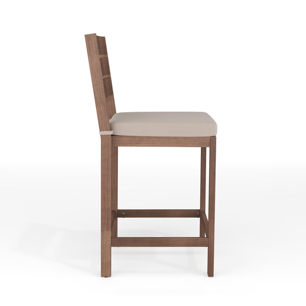 Brown |#| 2PK All-Weather Patio Bar Stools with Seat Cushions - Brown/Cream