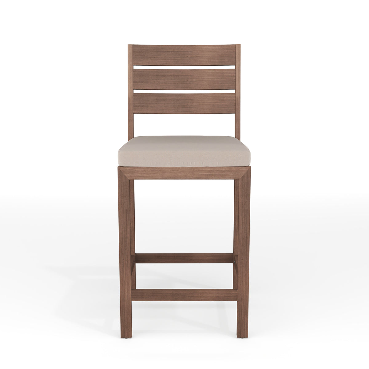 Brown |#| 2PK All-Weather Patio Bar Stools with Seat Cushions - Brown/Cream