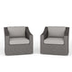 Gray Cushions/Gray Frame |#| 2PK Outdoor Rattan Wicker Swivel Chairs with All-Weather Cushions - Gray/Gray