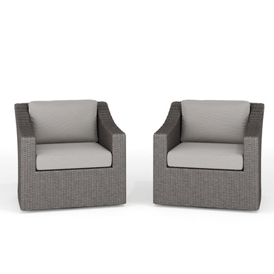 Bedford Set of 2 Indoor-Outdoor Patio Chairs in Rattan Wicker with 360° Swivel and All-Weather Cushions - View 1