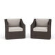 Tan Cushions/Brown Frame |#| 2PK Outdoor Rattan Wicker Swivel Chairs with All-Weather Cushions - Brown/Tan