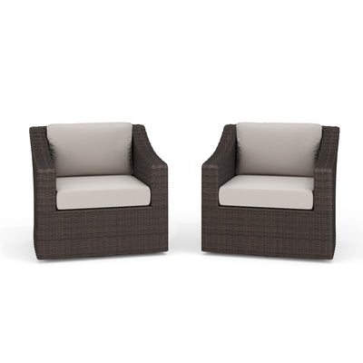 Bedford Set of 2 Indoor-Outdoor Patio Chairs in Rattan Wicker with 360° Swivel and All-Weather Cushions - View 2