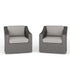 Bedford Set of 2 Indoor-Outdoor Patio Chairs in Rattan Wicker with 360° Swivel and All-Weather Cushions