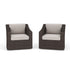 Bedford Set of 2 Indoor-Outdoor Patio Chairs in Rattan Wicker with 360° Swivel and All-Weather Cushions
