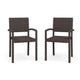 Brown |#| 2PK Outdoor Rattan Wicker Stackable Dining Armchairs - Brown