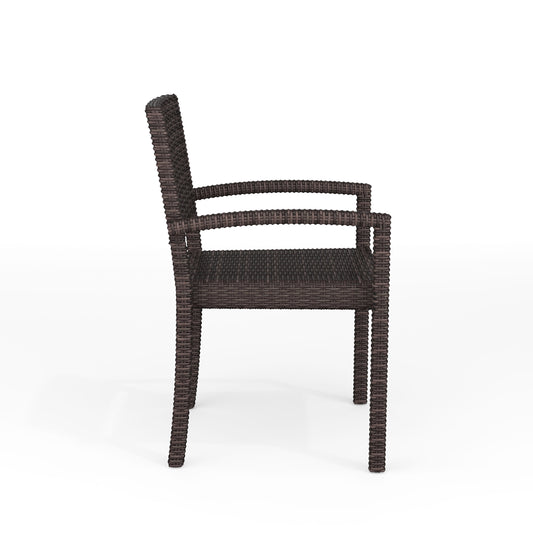 Bedford Set of 2 Indoor-Outdoor Stackable Patio Dining Armchairs in Rattan Wicker