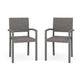 Gray |#| 2PK Outdoor Rattan Wicker Stackable Dining Armchairs - Gray