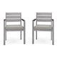 Gray |#| 2PK All-Weather Stacking Patio Dining Armchairs with Seat Cushions - Gray/Gray