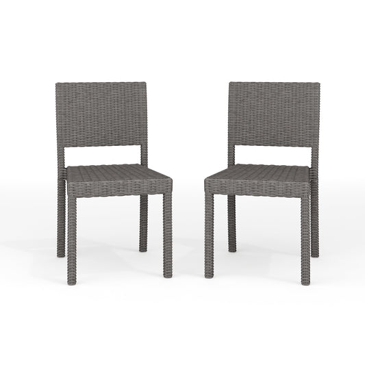 Bedford Set of 2 Indoor-Outdoor Stackable Patio Dining Chairs in Rattan Wicker