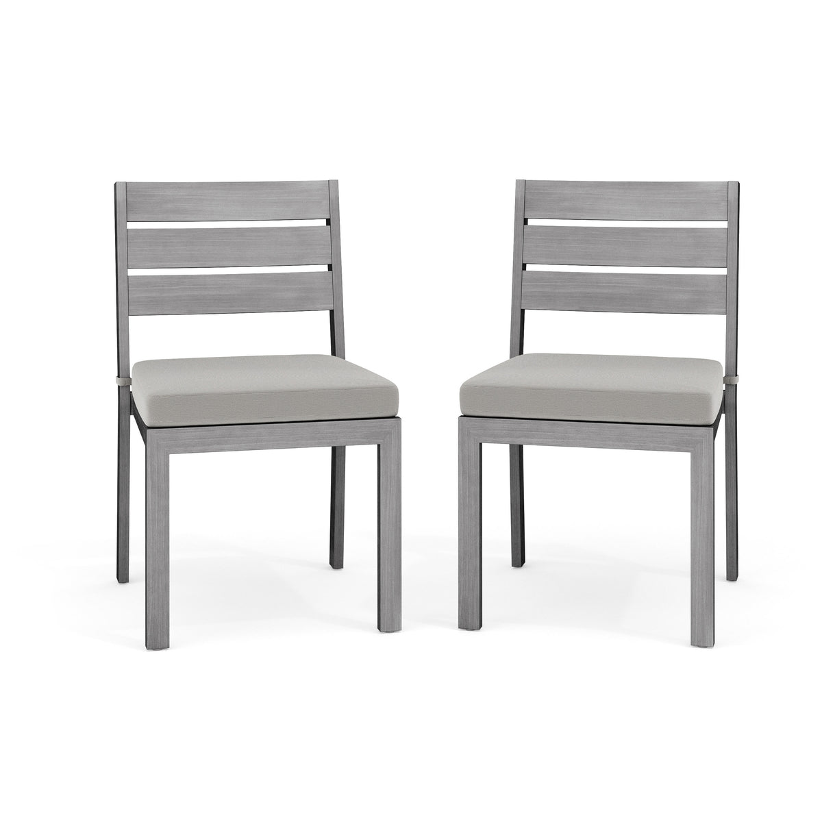 Gray |#| 2PK All-Weather Stacking Patio Dining Chairs with Seat Cushions - Gray/Gray