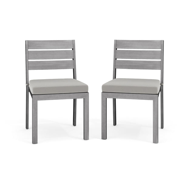 Gray |#| 2PK All-Weather Stacking Patio Dining Chairs with Seat Cushions - Gray/Gray