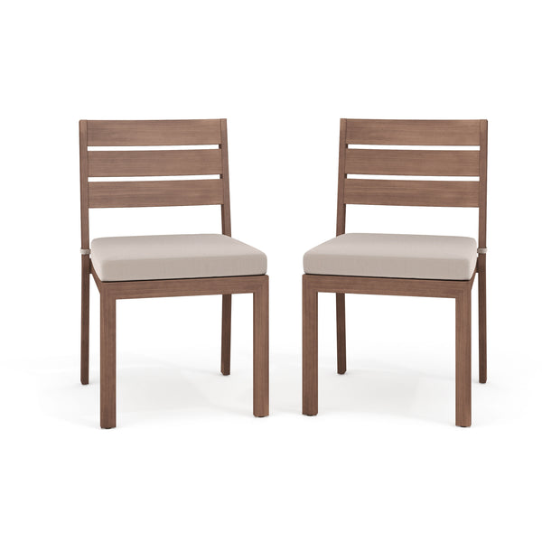 Brown |#| 2PK All-Weather Stacking Patio Dining Chairs with Seat Cushions - Brown/Cream