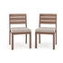 Bedford Set of 2 Indoor-Outdoor Stackable Patio Dining Chairs with Brushed Woodgrain Aluminum Finish and All-Weather Seat Cushions
