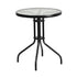 Clear Top/Black Frame |#| 23.75" Round Tempered Glass Metal Table with Smooth Ripple Design Top