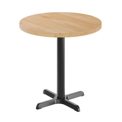 30" Round Solid Wood Commercial Tabletop with 22" x 22" Table Height X-Base - View 1